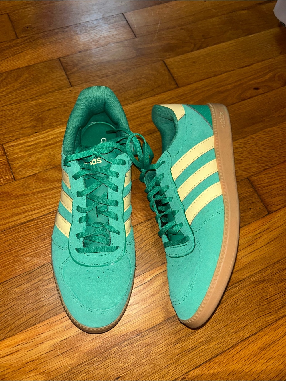 Never Worn: adidas Women’s Teal Suede Sneakers with Cream Stripes
